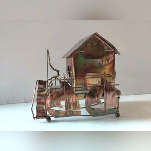 Vintage Copper Boathouse With Boats Music Box With Unique Coloring